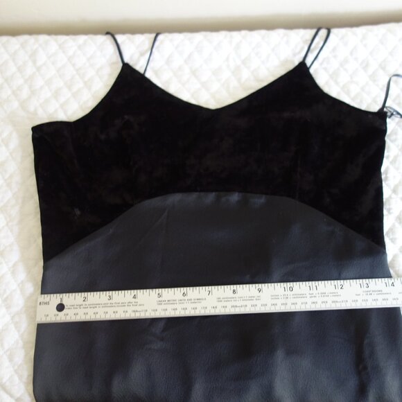 NWT $58 K / LAB Black Evening Shoulder Ties Mixed Velvet Slip Dress – Small - Picture 6 of 10